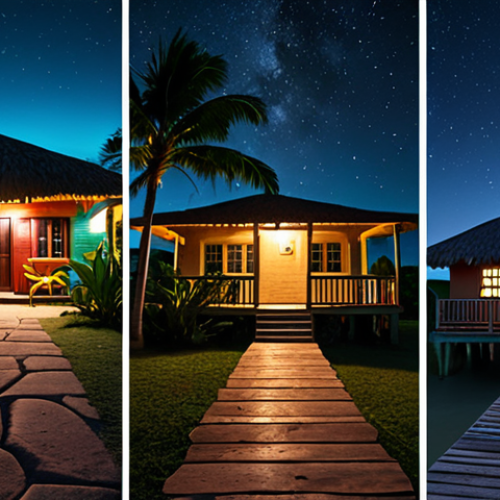 Home 13 Here are three image prompts based on the provided text, capturing different nighttime experiences in Belize: