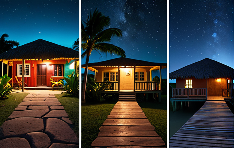 Here are three image prompts based on the provided text, capturing different nighttime experiences in Belize: